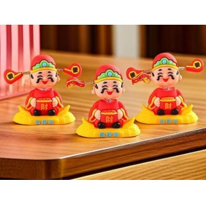 爆款车载摇头财神爷摆件招财办公桌桌面财神爷福气小摆件装饰品